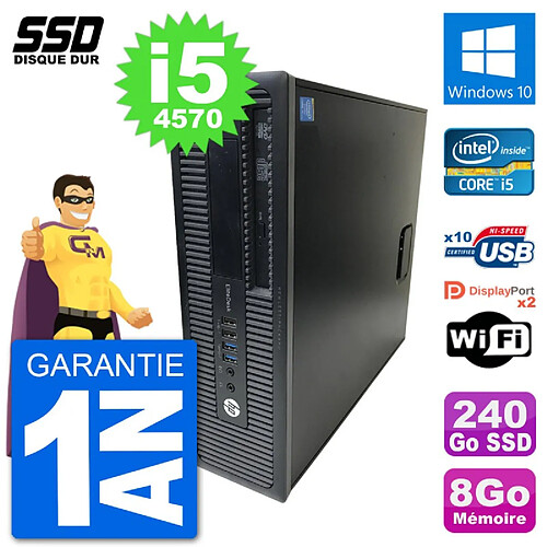 PC HP EliteDesk 800 G1 Core i5-4570 RAM 8Go SSD 240Go Windows 10 Wifi · Occasion