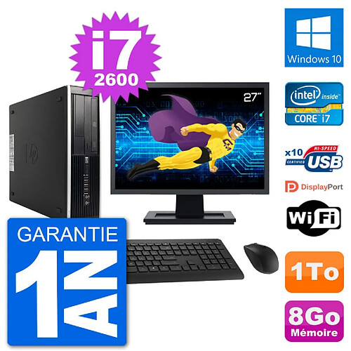 PC HP Compaq Pro 6300 SFF Ecran 27" i7-2600 RAM 8Go Disque 1To Windows 10 Wifi · Occasion