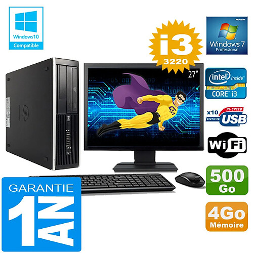 PC HP Compaq 8300 SFF Core I3-3220 Ram 4Go Disque 500 Go Wifi W7 Ecran 27" · Occasion