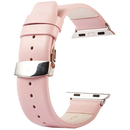 Wewoo pour Apple Watch 42mm Texture subtile Double Boucle Bracelet de montre en cuir véritable avec connecteur (Rose)