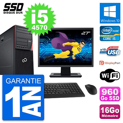 PC Tour Fujitsu P720 Ecran 27" Intel i5-4570 RAM 16Go SSD 960Go Windows 10 Wifi · Occasion