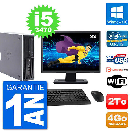 PC HP Compaq Pro 6300 SFF Ecran 22" i5-3470 RAM 4Go Disque 2To Windows 10 Wifi · Occasion