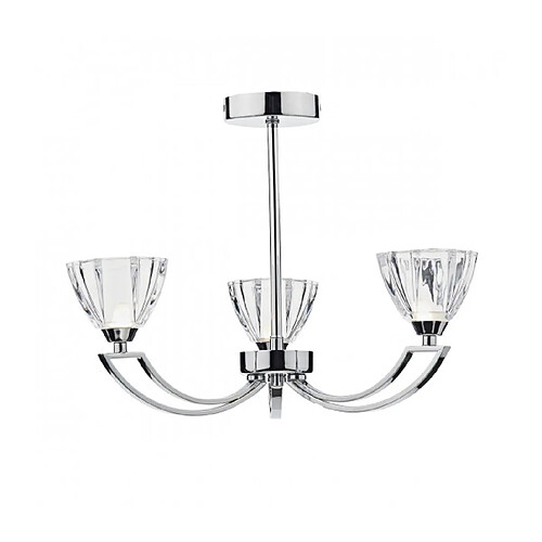 Luminaire Center Plafonnier Vito chrome poli et verre moulé 3 ampoules