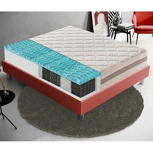 Materassi&Doghe Matelas 120x190 à ressorts ensachés - mémoire de forme – avec 9 zones différentes