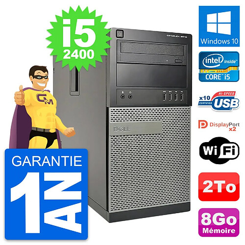 PC Tour Dell OptiPlex 9010 Intel Core i5-2400 RAM 8Go Disque 2To Windows 10 Wifi · Occasion