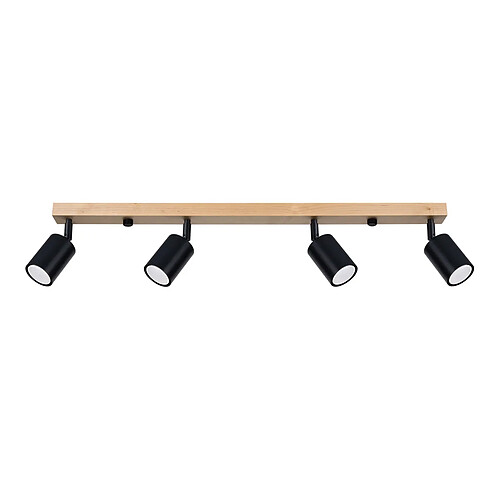 Sollux Spot de Plafond Moderne Bar Bois, Noir 4x GU10