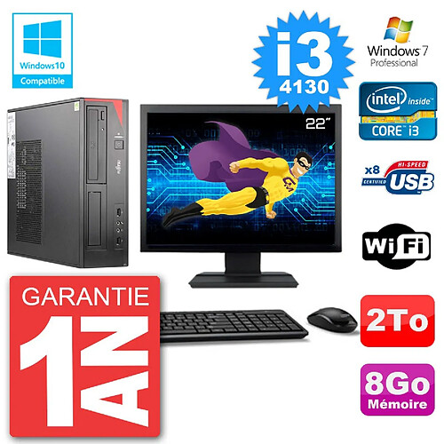 PC Fujitsu Esprimo E520 Ecran 22" i3-4130 RAM 8Go Disque 2To Graveur DVD Wifi W7 · Occasion