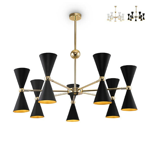 MAYTONI Plafonnier moderne Vesper à 14 lumières, noir et or