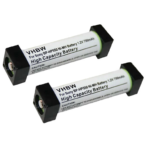 vhbw 2x Batteries compatible avec Sony MDR-RF820R, MDR-RF850R casque audio, écouteurs sans fil (700mAh, 1,2V, NiMH)