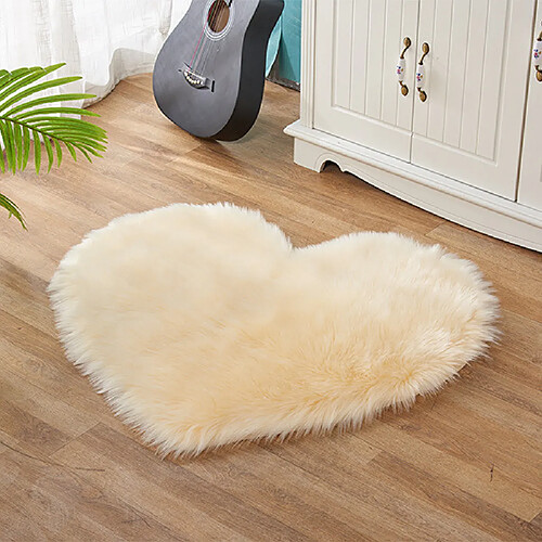 LUUCOZK Tapis moelleux en fausse fourrure Tapis à poils longs pour chambre à coucher SalonChambre-Beige-30 x40cm