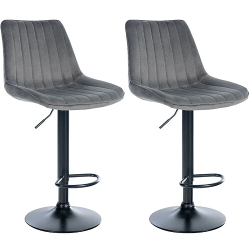 Non Lot de 2 tabourets de bar Toni velours noir