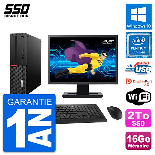 PC Lenovo M800 SFF Ecran 22" Intel G4400 RAM 16Go SSD 2To Windows 10 Wifi · Occasion