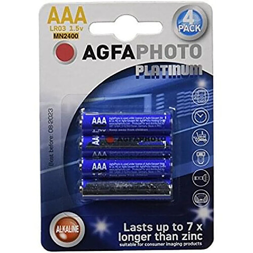 Agfa Photo AGFAPHOTO - Piles - Micro Batterie LR03 / Alcaline AAA - Pack 1x4 Pièces - Bleu