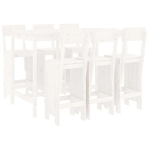 Maison Chic Table de bar et chaises d'extérieur 7 pcs,Ensemble de bar de jardin pour relax blanc bois de pin massif -GKD167018