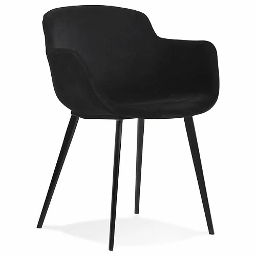 Paris Prix Fauteuil Design en Velours Javier 80cm Noir