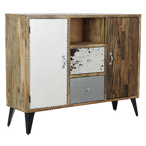 Pegane Buffet Meuble de rangement en bois de manguier multicolore et métal - Longueur 140 x Hauteur 111 x Profondeur 40 cm