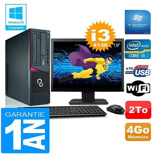 PC Fujitsu Esprimo E720 E85+ SFF I3-4130 RAM 4Go Disque 2 To Wifi W7 Ecran 19" · Occasion