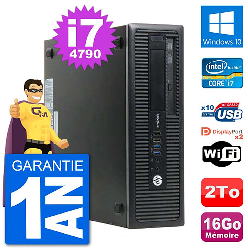 PC HP EliteDesk 800 G1 Core i7-4790 RAM 16Go Disque Dur 2To Windows 10 Wifi · Occasion