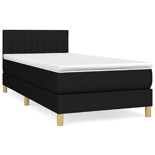 Maison Chic Structures de lit + matelas,Lit à sommier tapissier et matelas pour Chambre Noir 80x200 cm Tissu -MN96704