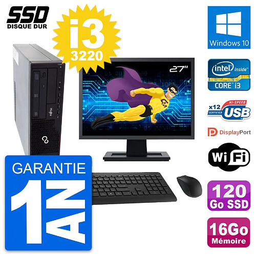 PC Fujitsu E910 DT Ecran 27" Intel i3-3220 RAM 16Go SSD 120Go Windows 10 Wifi · Occasion