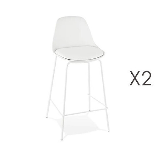 Mes Lot de 2 tabourets de bar H65 cm blanc - ADRYA