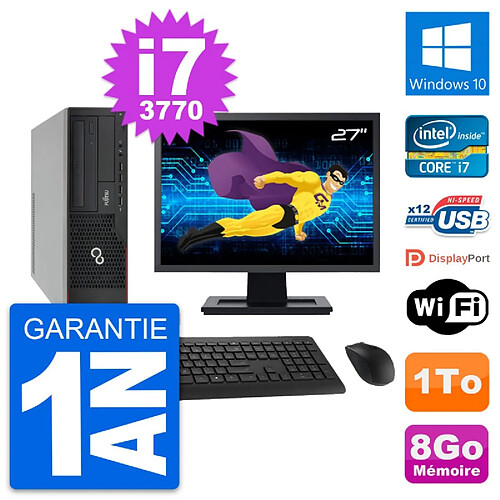 PC Fujitsu E910 DT Ecran 27" Intel i7-3770 RAM 8Go Disque 1To Windows 10 Wifi · Occasion