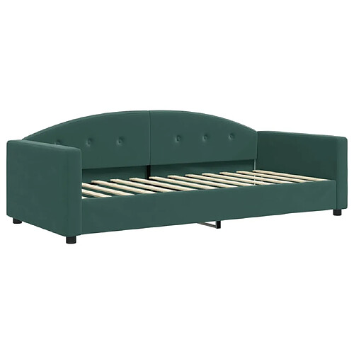 Maison Chic Lit de jour, Lit de repos pour Salon Chambre,Canapé-lit,Lit d'invité vert foncé 90x200 cm velours -MN60069