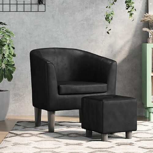 Maison Chic Fauteuil cabriolet et repose-pieds,Fauteuil luxe pour relax noir similicuir -MN48805