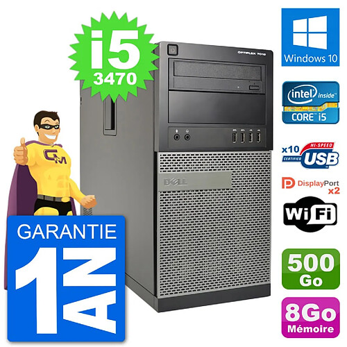 PC Tour Dell 7010 Intel Core i5-3470 RAM 8Go Disque Dur 500Go Windows 10 Wifi · Occasion