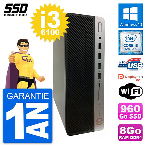 PC HP ProDesk 600 G3 SFF Intel Core i3-6100 RAM 8Go SSD 960Go Windows 10 Wifi · Occasion