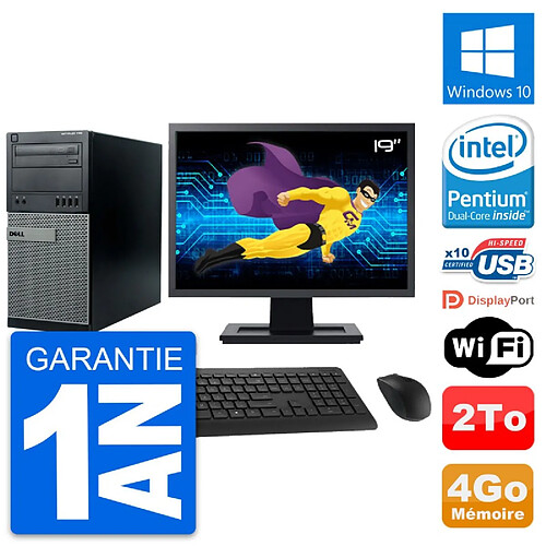 PC Tour Dell 790 MT Ecran 19" Intel G630 RAM 4Go Disque Dur 2To Windows 10 Wifi · Occasion