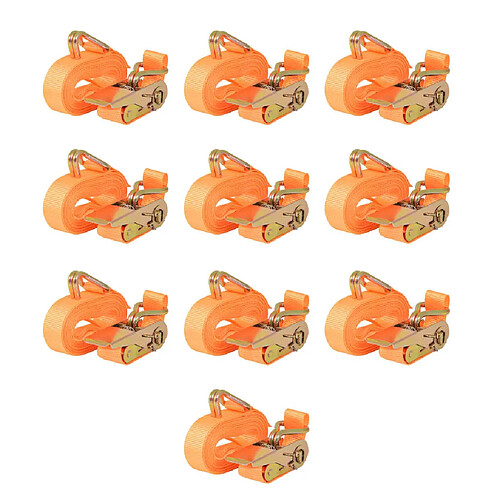 vidaXL Sangle d’arrimage 10 pcs 0,4 tonne 6 m x 25 mm Orange