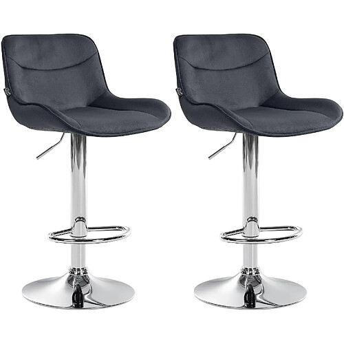 Non Lot de 2 tabourets de bar Vonore velours chrome