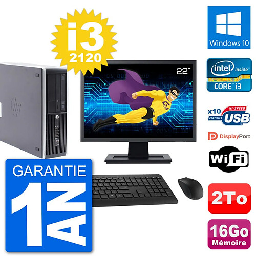 PC HP Compaq Pro 6300 SFF Ecran 22" i3-2120 RAM 16Go Disque 2To Windows 10 Wifi · Occasion