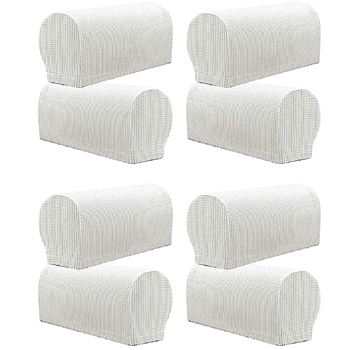 ensemble de 8 accoudoirs de sofa de meubles de flanelle couvre protecteurs blanc