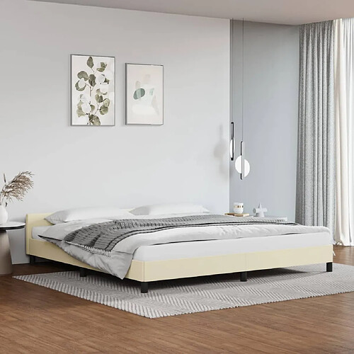 vidaXL Cadre de lit avec tête de lit sans matelas crème 200x200 cm