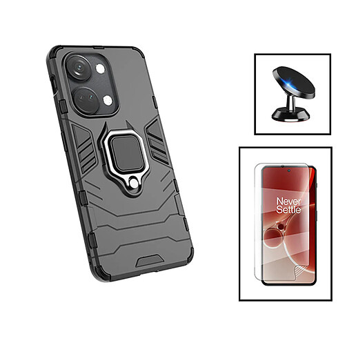 PHONECARE Kit Film Hydrogel Full Cover Avant + Coque 3X1 Military Defender + Support Magnétique de Voiture pour OnePlus Ace 2V - Noir