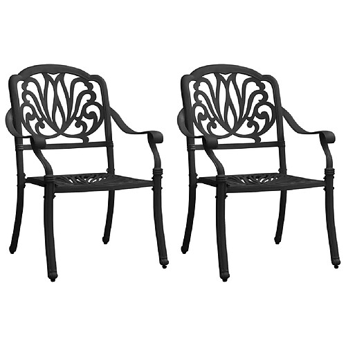 vidaXL Chaises de jardin lot de 2 Aluminium coulé Noir