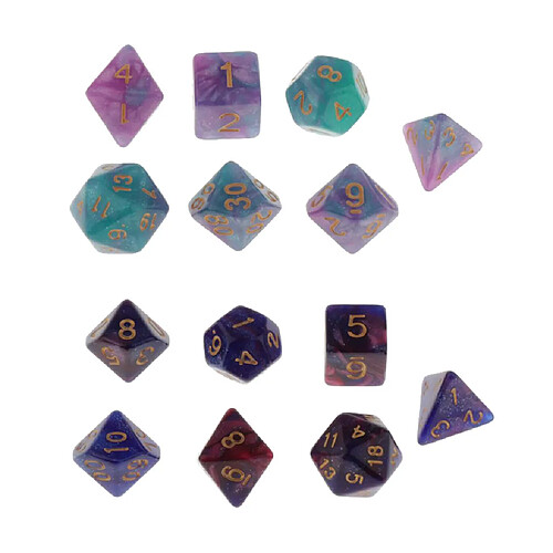 14 Dés Polyèdres En Plastique D4 D6 D8 D10 D12 D20 Pour Les Jeux RPG Du Mdn