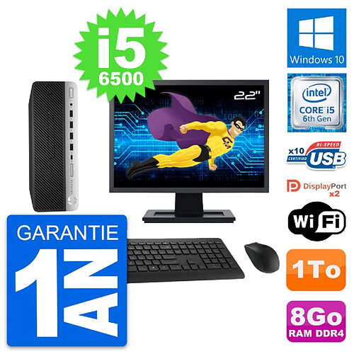 PC HP ProDesk 600 G3 SFF Ecran 22" i5-6500 RAM 8Go Disque 1To Windows 10 Wifi · Occasion