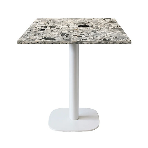 Restootab Table 70x70cm - modèle Round pied blanc terrazzo cepp