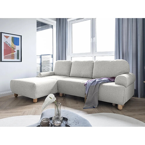 Bestmobilier Olli - canapé d'angle gauche - convertible - avec coffre - 4 places - en tissu