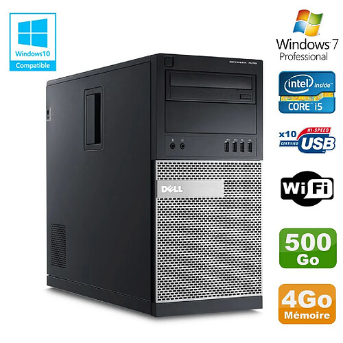 PC Tour Dell Optiplex 7010 Core I5-3470 3.2Ghz 4Go Disque 500Go DVD WIFI Win 7 · Occasion