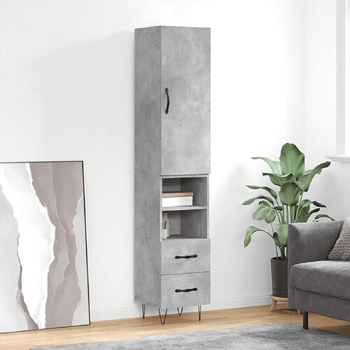 vidaXL Buffet haut Gris béton 34,5x34x180 cm Bois d'ingénierie