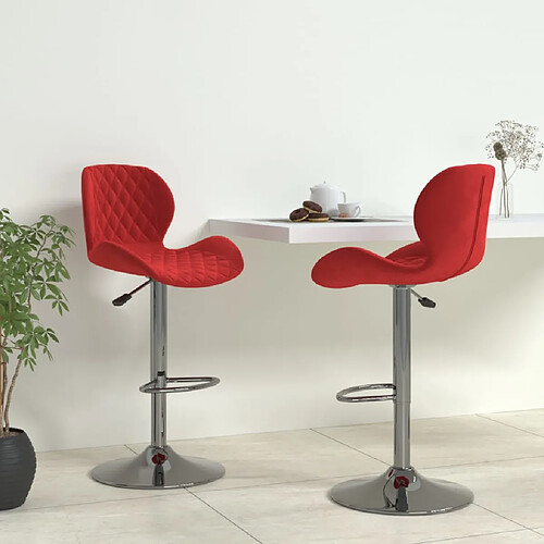 vidaXL Tabourets de bar lot de 2 rouge bordeaux velours