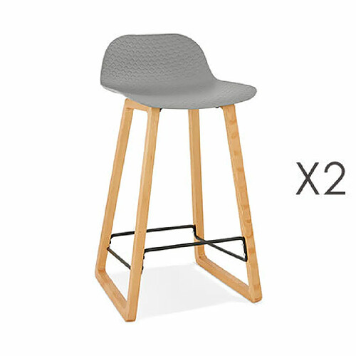 Mes Lot de 2 tabourets de bar H67 cm gris - RIZZO