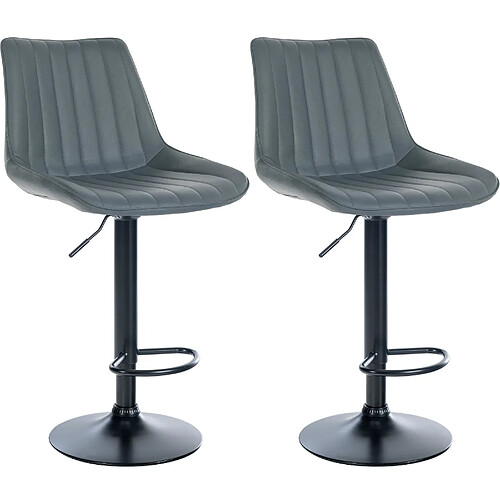 Non Lot de 2 tabourets de bar Toni simili cuir noir