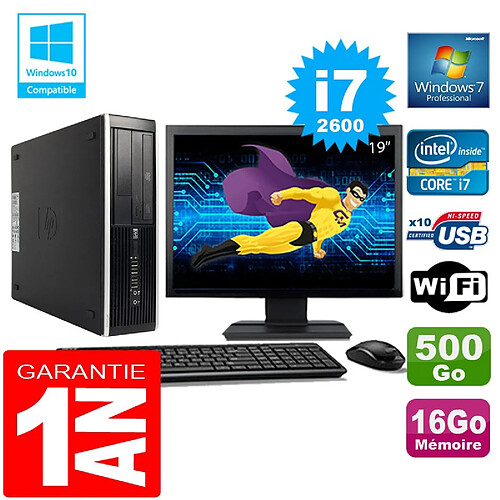 PC HP Compaq 8300 SFF Core I7-2600 Ram 16Go Disque 500 Go Wifi W7 Ecran 19" · Occasion