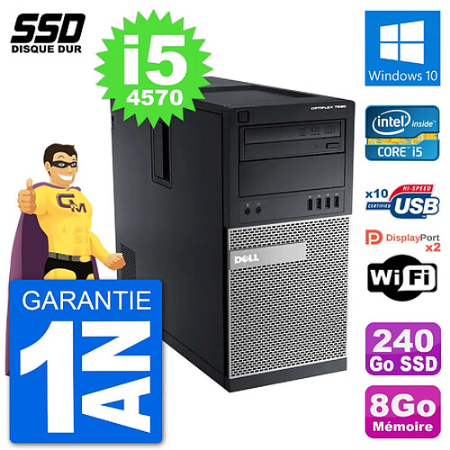 PC Tour Dell 7020 Intel Core i5-4570 RAM 8Go SSD 240Go Windows 10 Wifi · Occasion