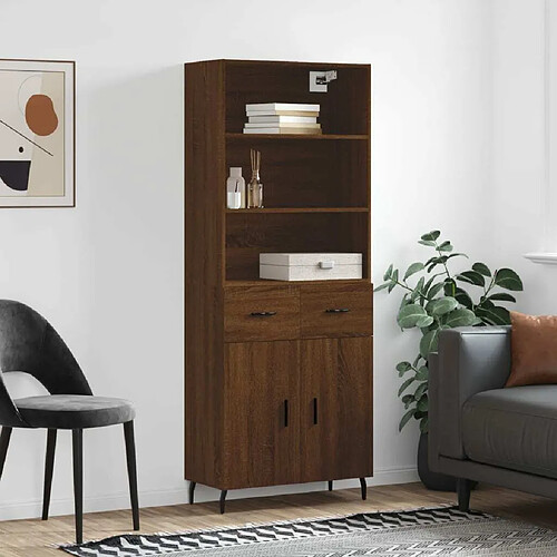 Maison Chic Buffet,Meuble de Rangement,commode pour salon,Cuisine Chêne marron 69,5x34x180 cm Bois d'ingénierie -MN66834